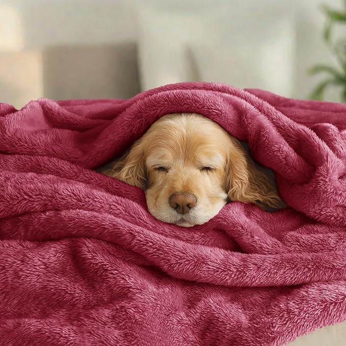 Exclusivo Mezcla Fuzzy Plush Fleece Bed Blanket Queen Size, Deep Red | 90x90 Inches, Super Soft and Cozy Bed Blanket, Fluffy Decorative Bedding for Livingroom, Bedroom, All Season