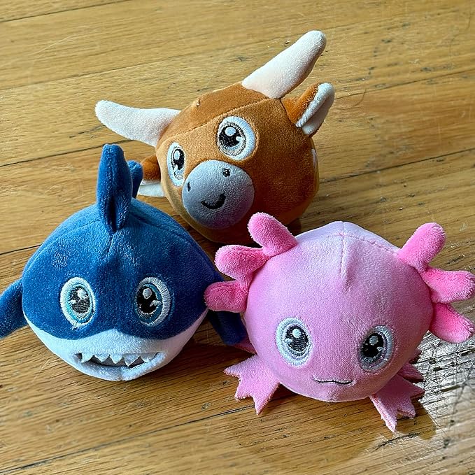 The Petting Zoo Axolotl Stuffed Animal Plushie, Gifts for Kids, Squishiez Sealife Animal Squeeze Toy, Pink Salamander Plush Toy, 3 inches