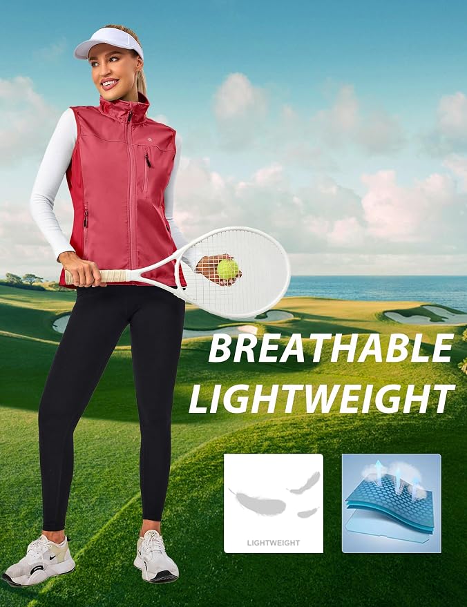 Little Donkey Andy Women's Lightweight Vest Windproof Sleeveless Jacket | Cycling Windproof Vest, Water-Repellent Stretch Shell, Lightweight Tennis Running Outerwear, Golf Hiking Workout Sleeveless
