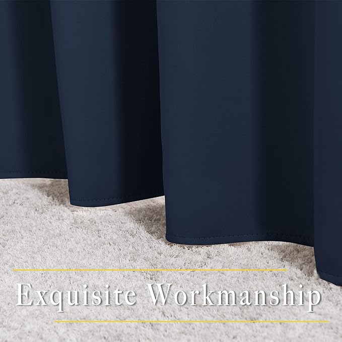NICETOWN Blackout Navy Blue Curtains for Bedroom - Window Treatment Energy Saving Thermal Insulated Solid Grommet Room Darkening Drapes for Living Room (2 Panel, W52 x L84)