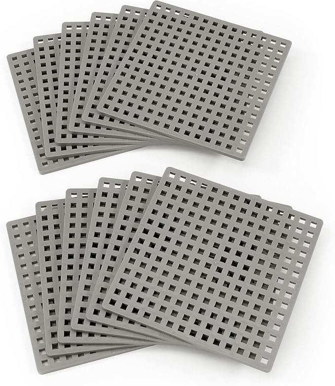 PLUS PLUS – Gray Baseplate, 12 Pack – Base Accessory for Building and displaying Creations, 4.5 X 4.5 inches, Construction Building STEM | STEAM Toy for Kids