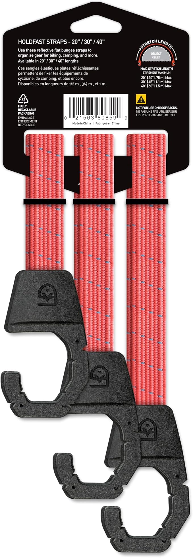 Gear AID Holdfast Bungee Strap, Organize Your Garage and Gear for Biking, Camping, Hunting, Exercise, Paddling and More, Orange Reflective