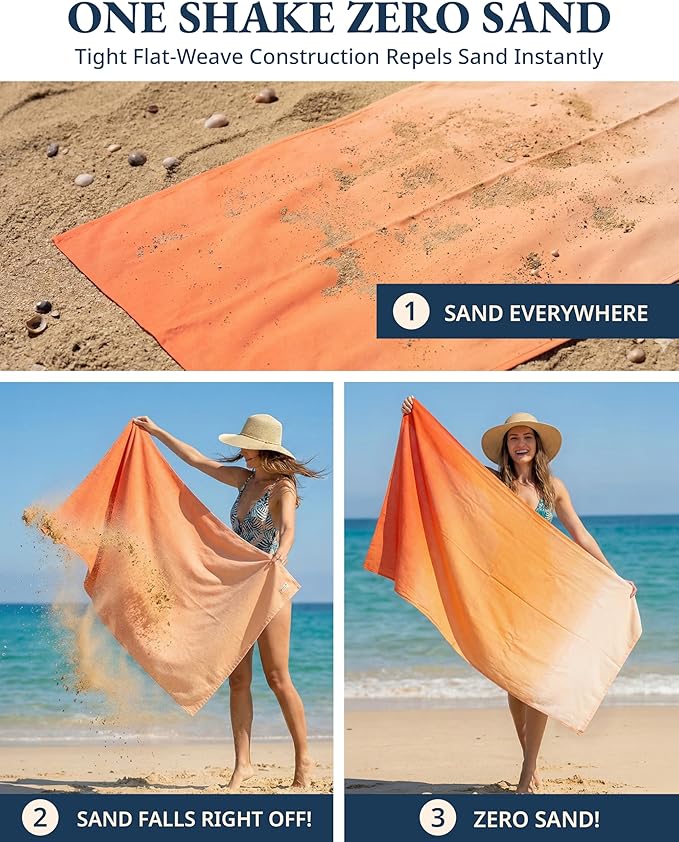 LANE LINEN Pool Towels, Turkish Beach Towels Oversized Set of 6, Pre-Washed, No Shrink, Quick Dry Travel Towel, Beach Towel for Women, Absorbent & Sand Free Towel, 39"x71" - Sunset Tropics