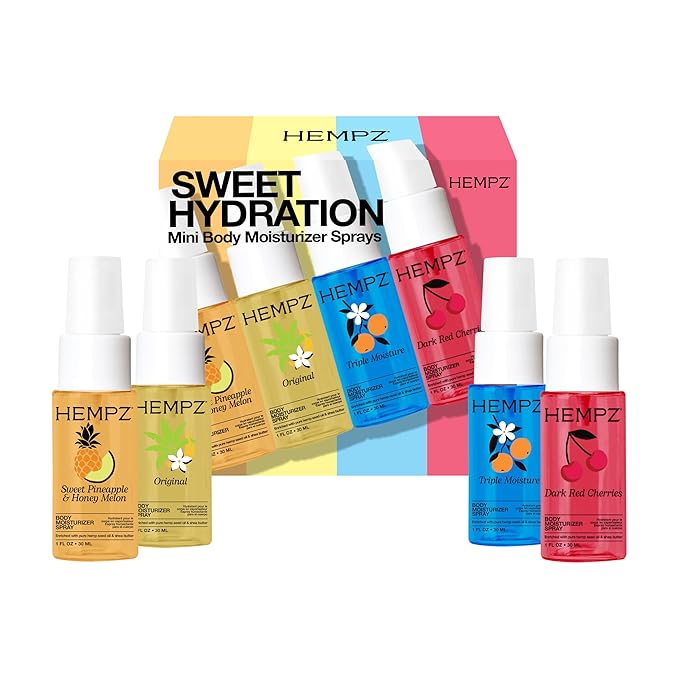 Hempz Mini Body Moisturizer Spray Set, Hydrating Mist, Travel Size Kit, Giftable, 1 oz