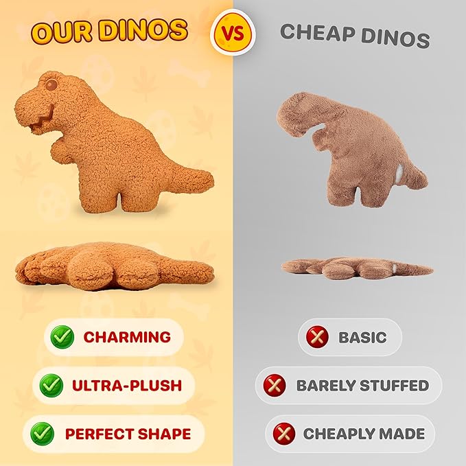 Large Dino Nugget Pillow, Premium Chicken Nugget Dinosaur Stuffed Animal Plush – Ultra Soft 16 inch Fun Dinosaur Toys Throw Pillows for Kids, Boys & Girls (Tender Rex)