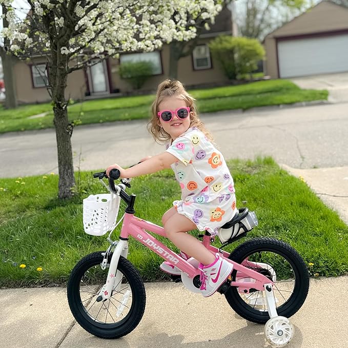JOYSTAR Pluto 12 14 16 18 20 Inch Kids Bike with Light Up Training Wheels, Kids' Bicycle for Boys Girls Age 3-12 Years, Children Bikes, Multiple Colors
