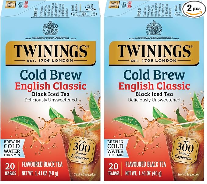 Twinings English Classic Cold Brew Tea Bags, 20 Count (Pack of 2)