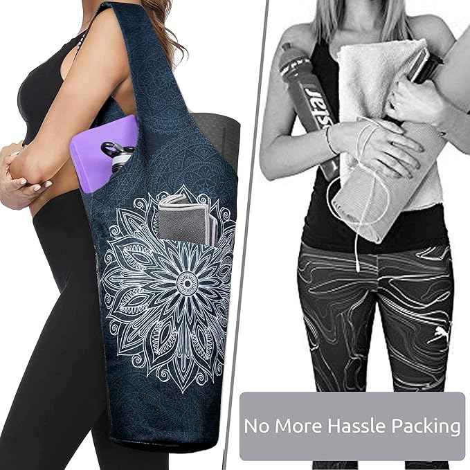 Yoga Mat Bag - Long Tote with Pockets - Holds More Yoga Accessories - Yoga Bag Fit Most Size Mats - Yoga Mat Carrier