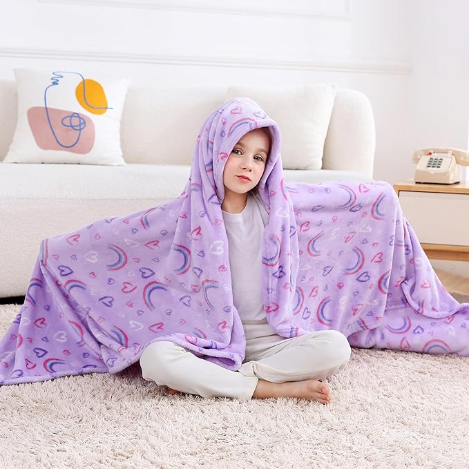 Softan Rainbow Blanket for for Girls, Soft Cozy Flannel Kids Throw Blanket for Boys and Girls, Cute Kids Blanket for Sofa Couch Bed, Christmas Birthday Gift, 50x60 Inches