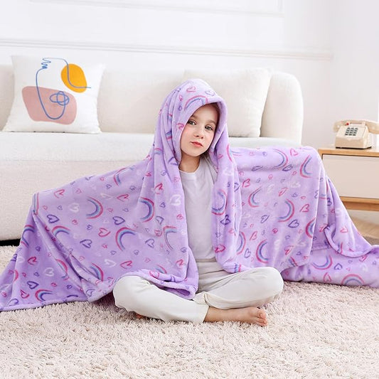 Softan Rainbow Blanket for for Girls, Soft Cozy Flannel Kids Throw Blanket for Boys and Girls, Cute Kids Blanket for Sofa Couch Bed, Christmas Birthday Gift, 50x60 Inches