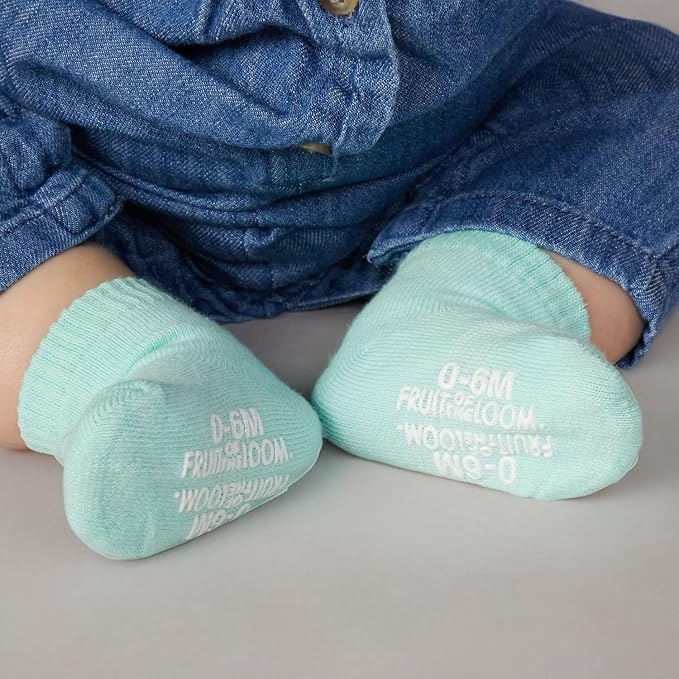 Fruit of the Loom Baby & Toddler Grow & Fit Flex Zones Cotton Stretch Socks - Unisex, Girls, Boys