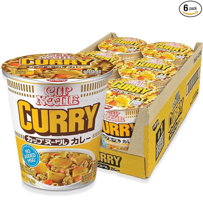 Nissin Cup Noodle Ramen Noodle Soup, Curry, 2.82 Ounce (Pack of 6) | Instant Ramen Noodle Soup, Microwaveable Paper Cups