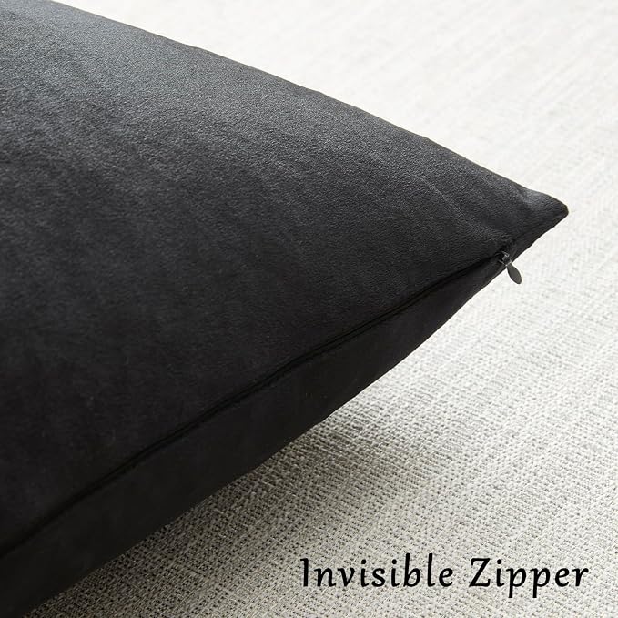 GIGIZAZA Black Velvet Pillow Covers 18x18 Decorative Pillows Pack of 2 | Throw Pillows for Couch Sofa,280gsm Soft Textured Fabric,Modern Square Pillowcases,Luxury Cushion Covers