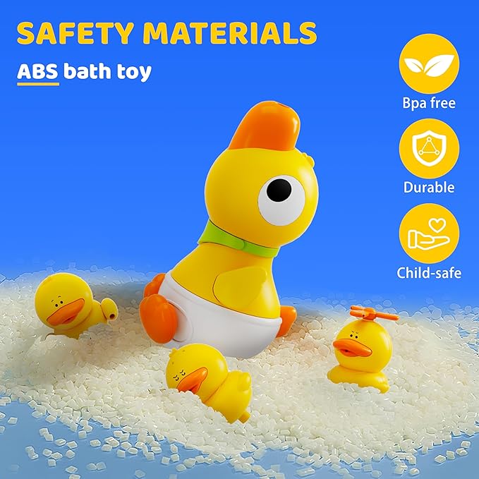 Baby Bath Toys, Baby Bath Shower Head for Bathtub with 4 Adjustable Sprayer, Control The Flow Rinser Babies with 3 Squirting Ducks for Newborns, Toddlers Kids in Bathtub Sink