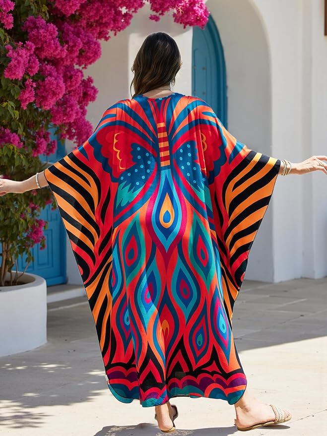 Mumu Dresses for Women Plus Size, Bohemian Kaftan Beach Cover Up Long Maxi Nightgown Soft Loungewear
