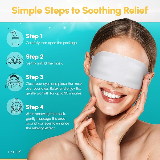Heated Eye Steam Mask Dry Eyes Self Warm Compress Dark Circles Puffiness Set of Scent (Lavender, Chamomile, Green Tea, Mint, Mandarin Basilic, Unscented) Pack of Masks for Women