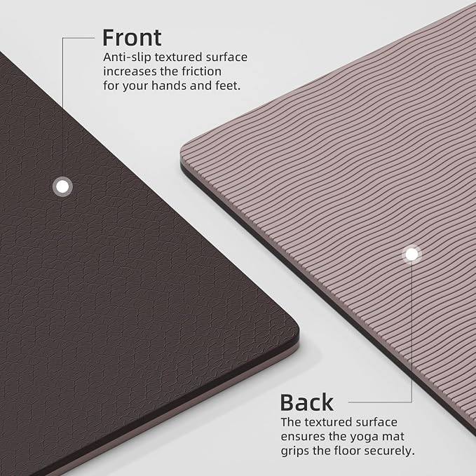 10mm0.4"TPE Yoga Mat Thick Wide Large for Home Workout Carrying Strap | Non Slip Exercise Mats Cushioned Joint-Friendly Stable,76"x28"Extra long Tapis Entrainement Au Sol Fitness,Pilates Gym Travel