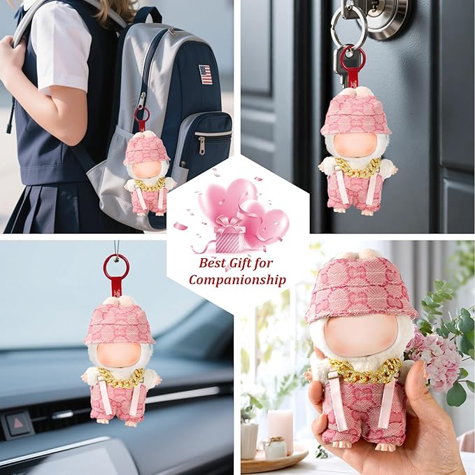3 Piece 17cm Doll Clothes and Accessories Outfit - Elegant Hat, Necklace & Overalls, Fashionable Doll Dress Up Set