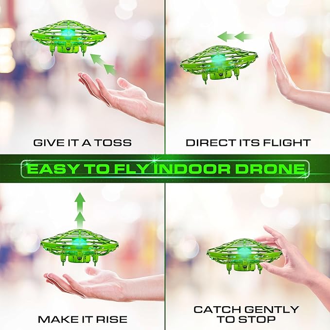 Force1 Scoot Skeet Mini Drone Electronic Shooting Game for Kids (Drone Only) - Hand Drones for Kids Compatible with Scoot Skeet LED Blaster, Electronic Target Game Indoor Flying Ball Toy (Green)