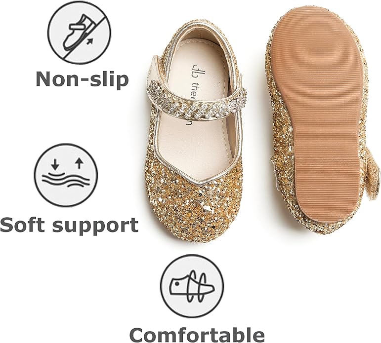 THEE BRON Mary Jane Ballet Flats - Girls' Dress Shoes with Hook & Loop Closure