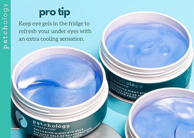 Patchology FlashPatch Restoring Night Eye Gel Patches with Retinol, Squalane & Peptides – Hydrogel Under Eye Masks for Fine Lines, Dark Circles & Puffiness – Overnight Eye Care (30 Pairs)