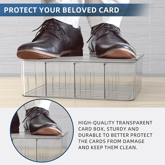 Transparent Trading Card Storage Box-Holds 2000+ Loose Cards-Plastic Card Deck Box for Baseball Cards/for Toploaders/for Graded Card/for MTG/for Magnetic Etc.