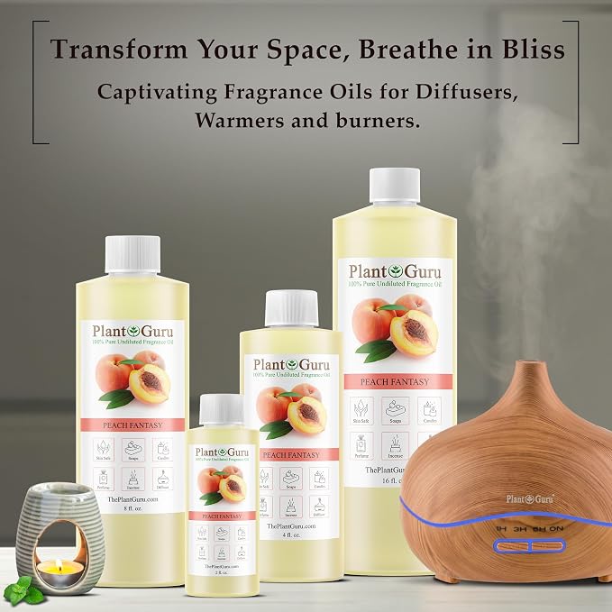 Peach Fantasy Fragrance Oil 8 fl. oz. Scented Oil for DIY Soap Making, Candles, Bath Bombs, Body Butters. Used in Aromatherapy Diffusers, Burners and Warmers. Add to Lotions and Creams.