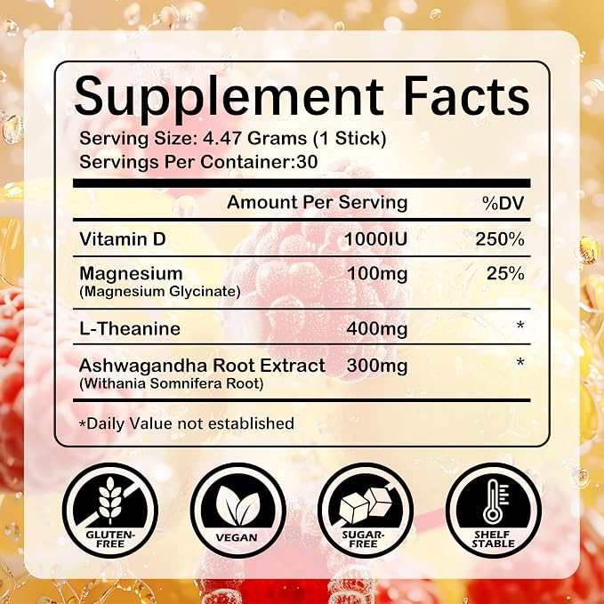 Super Cortisol Calm Supplement Drink Powder for Women & Men with Magnesium Glycinate, Ashwagandha, L-Theanine & Vitamin D3 | Relaxation & Mood Support | Sugar Free, Vegan, 30 Servings