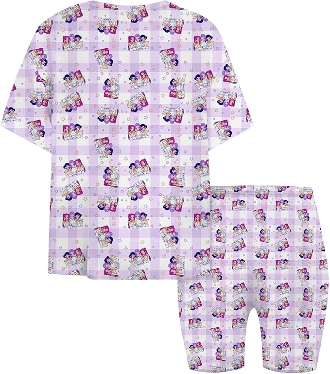 K-POP DEM0N Hunters Outfits for Girls, 2 Piece T-Shirts and Apparel Sets Birthday Gift