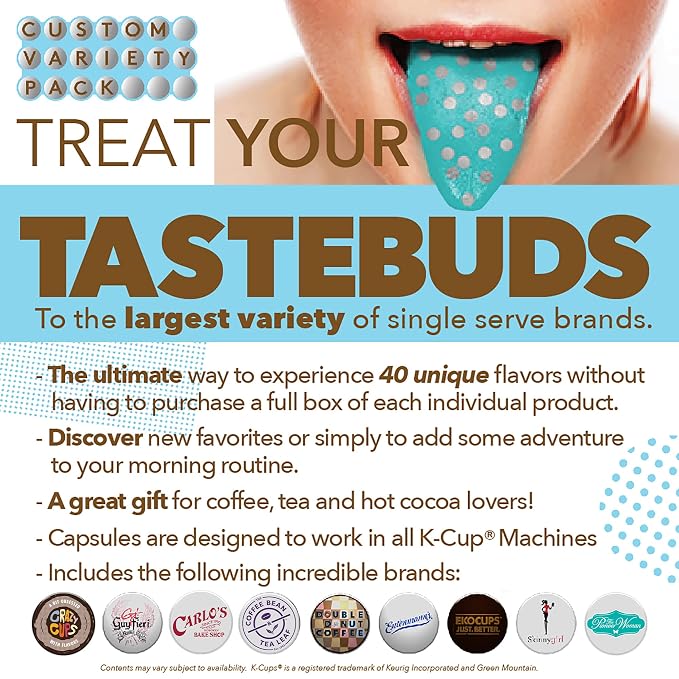 Crazy Cups Decaf Flavoured Coffee Variety Pack,Decaffeinated Flavoured Coffee Pods, Single Serve Hot or Iced Medium Roast Coffee for Keurig K Cups Machines, 40 Count