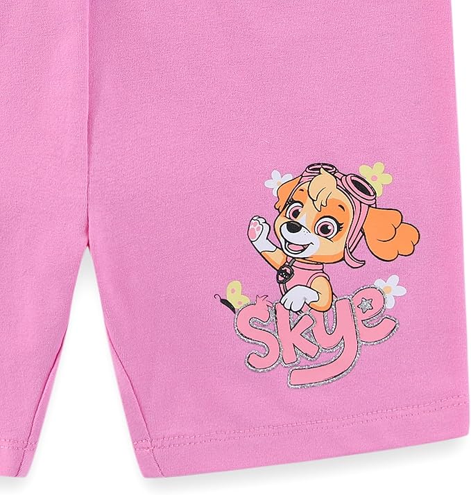 Paw Patrol Skye Girls Short Sleeve Shirt and Bike Shorts Set for Toddler and Big Kids