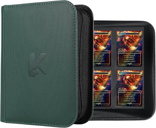 336 Card Binder, 4-Pocket Zipper Binder for Trading Cards, Side Loading Water-Resistant Album for MTG, TCG & Sports Cards (Green)