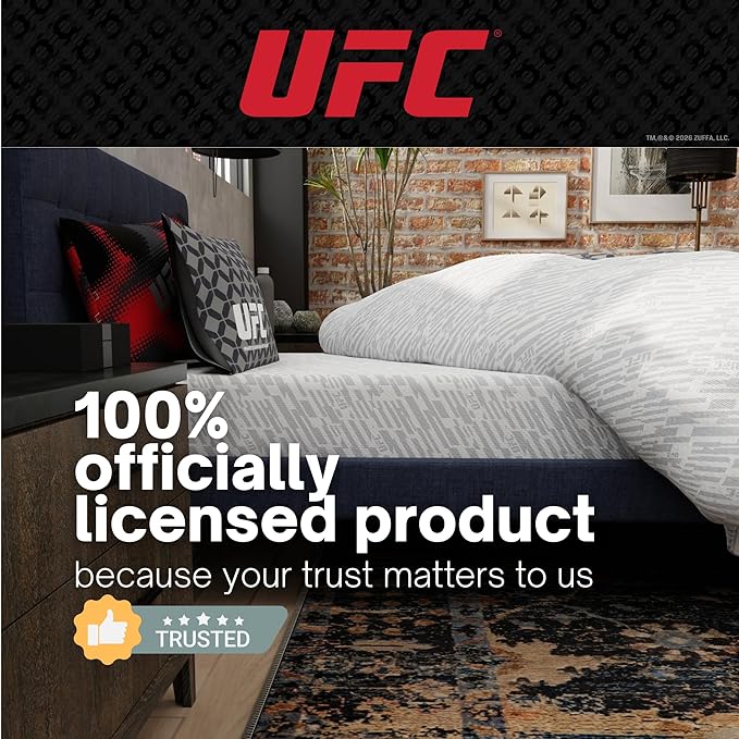 UFC Fight Night Bedding Set, Full Size 7 Piece Set Super Soft Cozy Reversible Comforter and Sheet Set with Sham, (100% Officially Licensed Product) by Franco