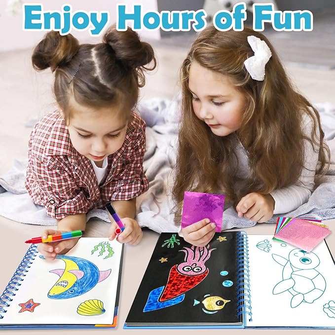 FUNNYB&G Foil Art Crafts for Kids Ages 4-8: Valentines Crafts for Kids 2026,Birthday Gift for Girls,Art and Crafts Supplies,Party Favors,Creative Toys for Girls Boys 4 5 6 7 8 9 Years Old(Ocean)