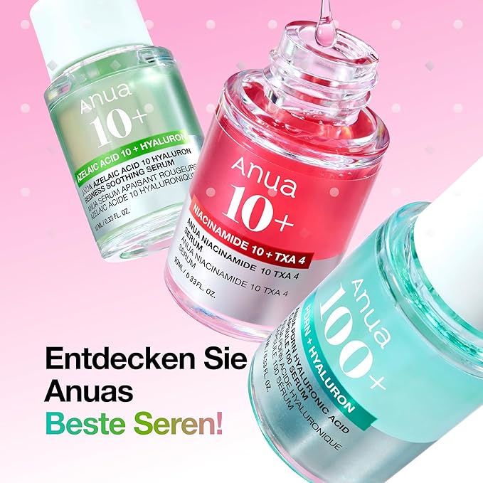 Anua Serum Discovery Trio, Mini Face Serum Travel Size Kit with Hyaluronic Acid, Niacinamide & Azelaic Acid, Hydrating Soothing Gift Set for Women, Korean Skincare Set -10ml/0.33fl.oz × 3EA
