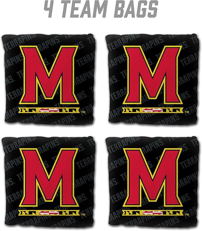YouTheFan Officially-Licensed NCAA Set of 4 Cornhole Bags - All Weather Regulation 6” x 6” Size - 16oz Weight - Designed in USA
