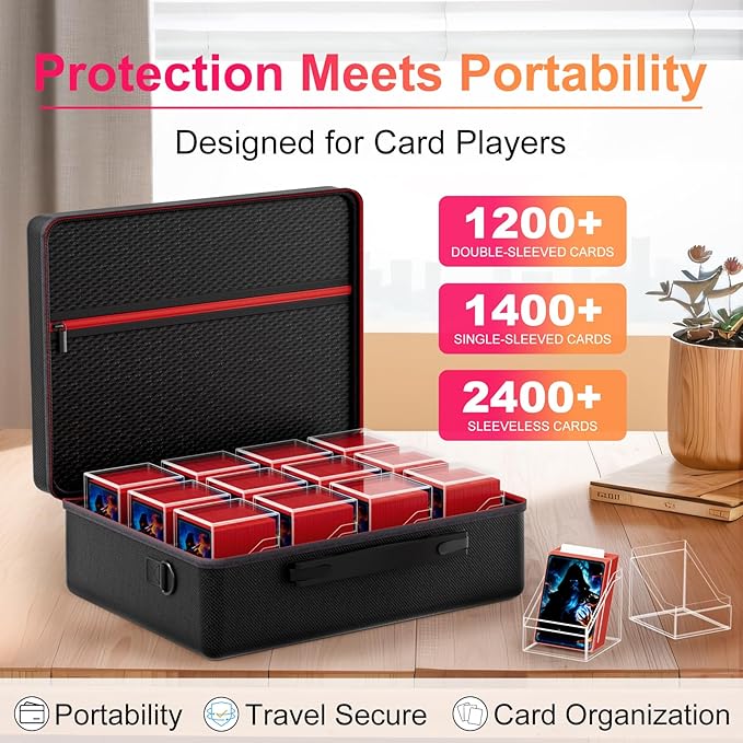 Proijeut Card Deck Box with Portable Case, 12 Pack Clear Commander Deck Box with 12 Dividers, Holds 1200+ Double Sleeved Cards, Fit for MTG, YuGiOh, TCG