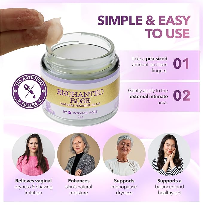 Feminine Care - Moisturizer (Balm) for Nipples; Vaginal; Vulva that Aids in Relief of Dryness; Itching; Irritation; Helps with Menopause; Balanced mix of (Lotion) & (Cream) Texture - USA Made (3 Pack)