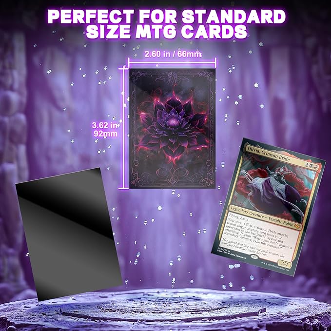 MTG Card Sleeves 100CT (Crimson Black Lotus), Matte Art Card Sleeves, Matte Back & Clear Front, 66x92mm