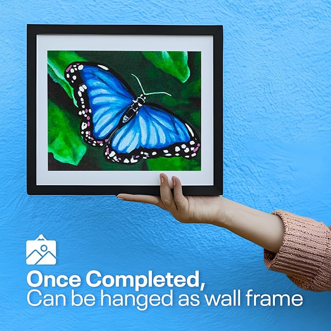 DIY Painting Class Kit for Adults with Video Tutorials: Learn to Paint Blue Butterfly – How to Paint with Acrylics – Ideal Mothers Day Gift – 9 Piece Acrylic Paint Set