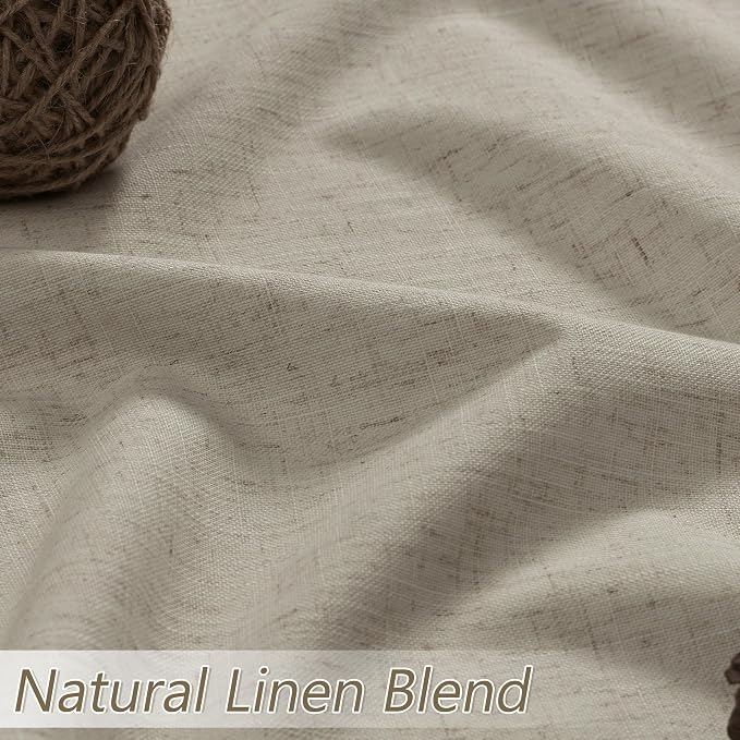 Guken 100% Blackout Linen Curtains for Bedroom 90 inches Long, Thermal Insulated Room Darkening Black Out Window Drapes for Living Room, Back Tab Rod Pocket 2 Panels Set,Grey Flax,52x90