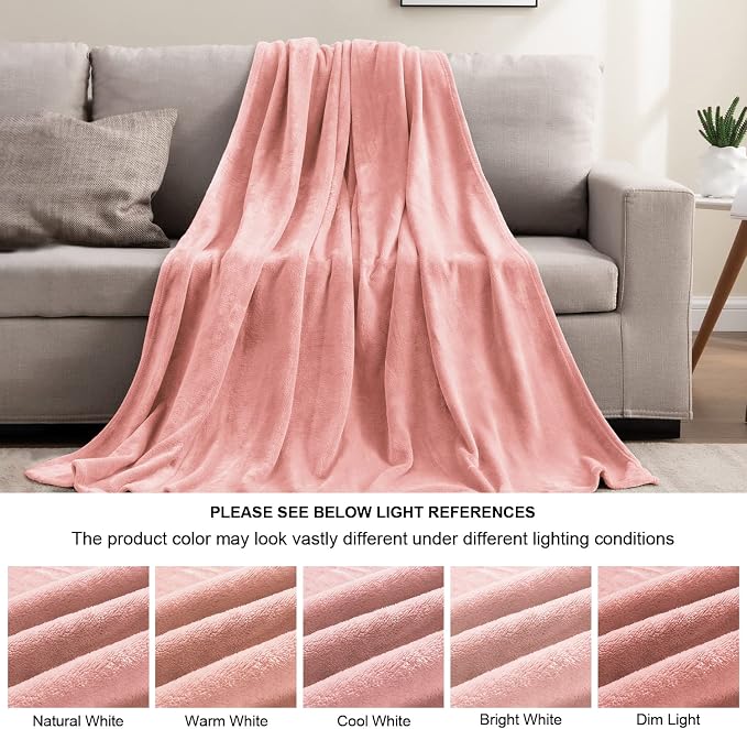 BEDELITE Fleece Blanket Soft Plush Throw for Couch Pink 50"x60" | Ultra Soft Fleece, Plush Microfiber, Lightweight Warmth, All Season Comfort, Fade Resistant, Machine Washable, Couch Sofa Bed