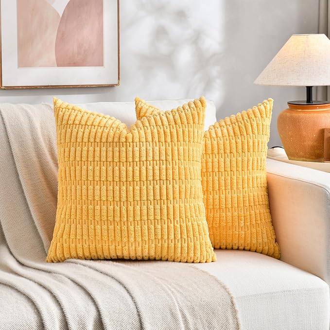 Fancy Homi 4 Packs Decorative Throw Pillow Covers for Living Room Couch Bed, Modern Farmhouse Boho Home Décor Accent Cushion Case, 24" x 24", Yellow Green Series