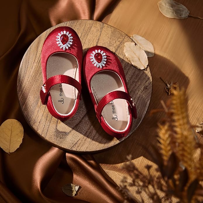 THEE BRON Mary Jane Ballet Flats - Girls' Dress Shoes with Hook & Loop Closure