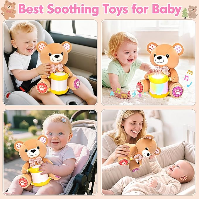 Baby Toys 6-12 Months, Bear Musical Plush with Lights,ABCs,Animal Sounds, Numbers, Infant Early Learning Toy, Christmas Birthday Gifts for 6+ Month Boys &Girls