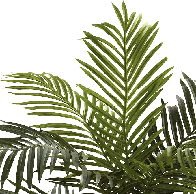 Nearly Natural 5 ft Artificial Golden Cane Palm Tree with Nursery Pot | Double-Stalk Faux Tropical Plant, Indoor Living Room Decor, Easy-Setup, Low-Maintenance