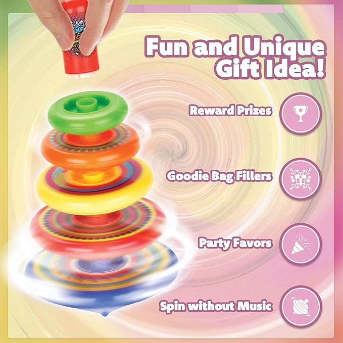 IPIDIPI TOYS Spineez Stacking Spinning Tops for Kids – Set of 3, 15-Piece UFO Spinner Toys – Halloween Toys for Trick or Treat, Halloween Goodie Bag Stuffers, Birthday Party Favors for Boys & Girls