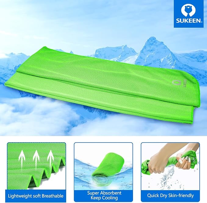 Sukeen Cooling Towels 12 Pack (40"x12") for Sweat, Breathable Chilly Gym Towels, Microfiber Cooling Towels for Neck and Face, Ice Towel for Yoga, Sports, Golf, Gym, Camping, Running, Fitness, Workout