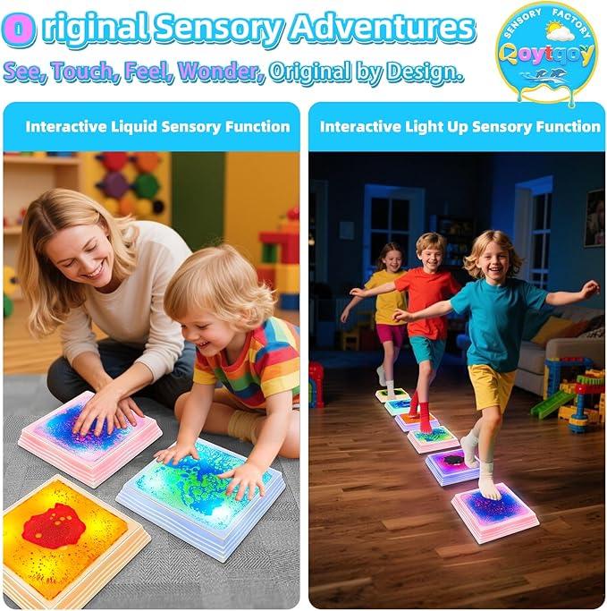 Light Up Stepping Stones for Kids Ages 3+ - Non-Slip Sensory Balance Stones for Toddler Balance, Sensory Play & Motor Skills