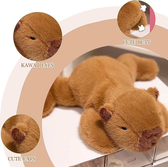 7.8in Capybara Plush Brown Stuffed Animal Cute Capybara Plush Toy Ultra Soft Hugging Gift for Kids Girls Boys (Capybara)